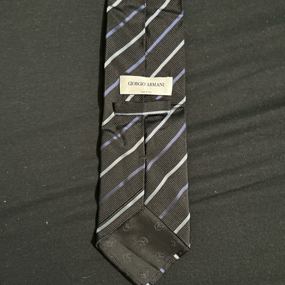 Giorgio Armani Black and Blue Striped Tie